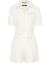 Gucci Wool And Silk Playsuit - White