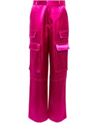 FRAME Straight-leg Satin Cargo Pants in Black | Lyst