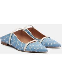Malone Souliers - Maureen Leather-Trimmed Denim Mules - Lyst