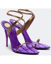 Saint Laurent - Ivresse Embellished Quilted Satin Sandals - Lyst