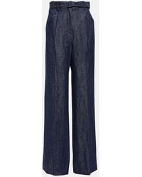 Gabriela Hearst - Belted High-Rise Wide-Leg Linen Pants - Lyst