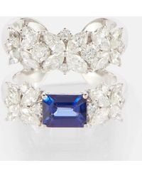 YEPREM - Ring aus 18kt Weissgold mit Diamanten und Saphir - Lyst
