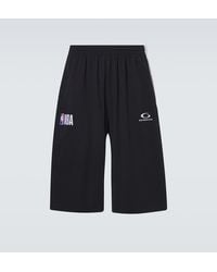 Balenciaga - X Nba Logo Cotton Fleece Shorts - Lyst