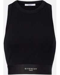 Givenchy - Logo Ribbed-Knit Cropped Cotton Tank Top - Lyst