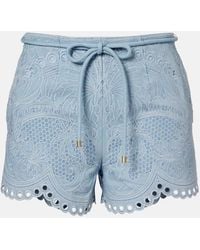 Zimmermann - Daylight Floral Embroidered Cotton Shorts - Lyst