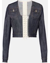 Jean Paul Gaultier - Lace-Up Cropped Denim Jacket - Lyst