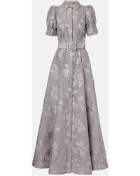 Rebecca Vallance - Ruth Embellished Belted Brocade Gown - Lyst