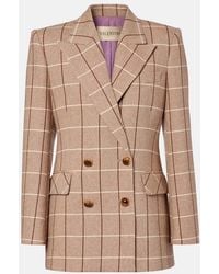 Valentino - Checked Double-Breasted Virgin Wool Blazer - Lyst
