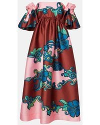 ALÉMAIS - Floral Off-Shoulder Satin Maxi Dress - Lyst