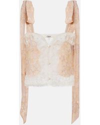 Chloé - Floral Lace-Trimmed Silk Top - Lyst