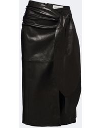 Nour Hammour - Viret Leather Midi Skirt - Lyst