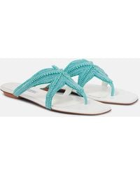 Aquazzura - Reef Star Embellished Leather Sandals - Lyst