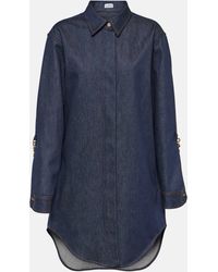 Loewe - Mini-robe-chemise Oversize En Jean À Chaînes - Lyst