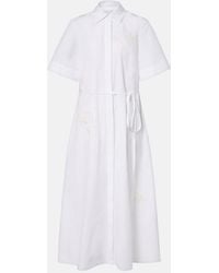 Erdem - Embroidered Cotton Poplin Shirt Dress - Lyst