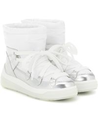 Moncler Summus Belt Sherpa-trimmed Rubber Snow Boots in Silver 