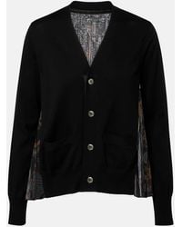 Sacai - Cardigan Aus Baumwolle Mit Tuell - Lyst