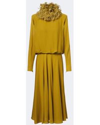 Valentino Garavani - Feather-Trimmed Silk Georgette Midi Dress - Lyst