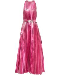 Christopher Kane Pleated Lamé Midi Dress - Pink