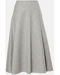 Brunello Cucinelli - Wool And Cashmere Flannel Midi Skirt - Lyst
