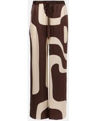 SIR. - Printed Silk Satin Straight Pants - Lyst