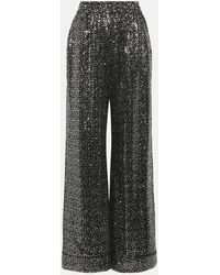 Dolce & Gabbana - Sequinned Wide-Leg Trousers - Lyst