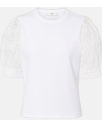 FRAME - The Deco Broderie Anglaise Cotton T-Shirt - Lyst