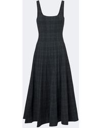 STAUD - Wells Checked Midi Dress - Lyst