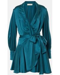 Zimmermann - Wickelkleid Aus Seide - Lyst