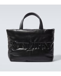 Saint Laurent - Logo Leather Tote Bag - Lyst