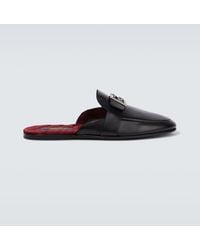 Dolce & Gabbana - Slippers in pelle con logo - Lyst