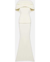Safiyaa - Pleated Caped Crepe Gown - Lyst