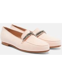 Manolo Blahnik - Pisufa Embellished Suede Loafers - Lyst