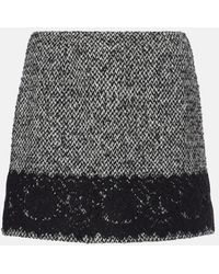 Dolce & Gabbana - Lace-Trimmed Tweed Miniskirt - Lyst