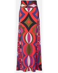 PUCCI - Printed Jersey Satin Maxi Skirt - Lyst