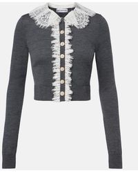 Self-Portrait - Lace-Trimmed Wool Cardigan - Lyst