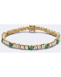Suzanne Kalan - 18Kt Tennis Bracelet With Diamonds And Emeralds - Lyst