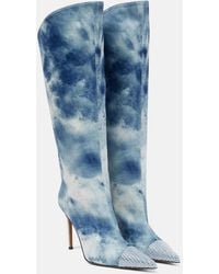 Alexandre Vauthier - Tie-Dye Denim Knee-High Boots - Lyst