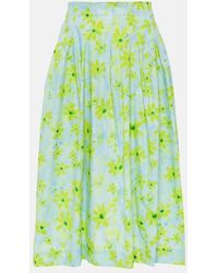 Marni - Floral Cotton Poplin Midi Skirt - Lyst