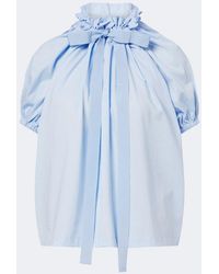 Patou - Bow-Detail Gathered Cotton Jersey Top - Lyst