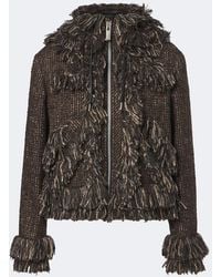 Sacai - Fringed Wool-Blend Tweed Jacket - Lyst