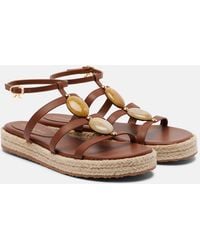 Gianvito Rossi - Embellished Leather Espadrille Sandals - Lyst