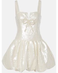 Self-Portrait - Bridal Bow-Detail Sequined Minidress - Lyst