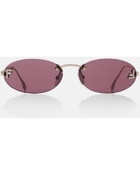 Fendi - First Crystal Oval Sunglasses - Lyst
