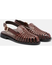Miu Miu - Leather Slingback Fisherman Sandals - Lyst