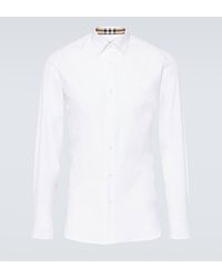 Burberry - Long Sleeve Shirt With Tonal Logo Embroidery - Lyst