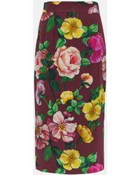 Dolce & Gabbana - Jupe midi en soie melangee a fleurs - Lyst