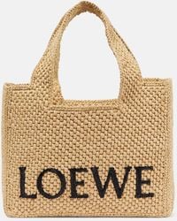Loewe - Paula's Ibiza - Borsa Small in rafia con logo - Lyst
