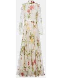 Oscar de la Renta - Floral Silk Chiffon Gown - Lyst