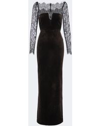 Roland Mouret - Lace-Trimmed Velvet Gown - Lyst
