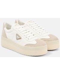 Prada - Leather Platform Sneakers - Lyst